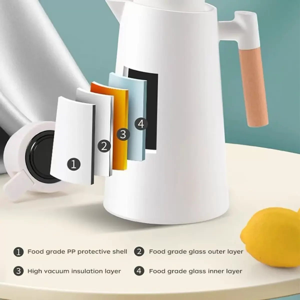 Garrafa Térmica A Vácuo Com Termômetro 1 Litro Ltomex - Imagem 2