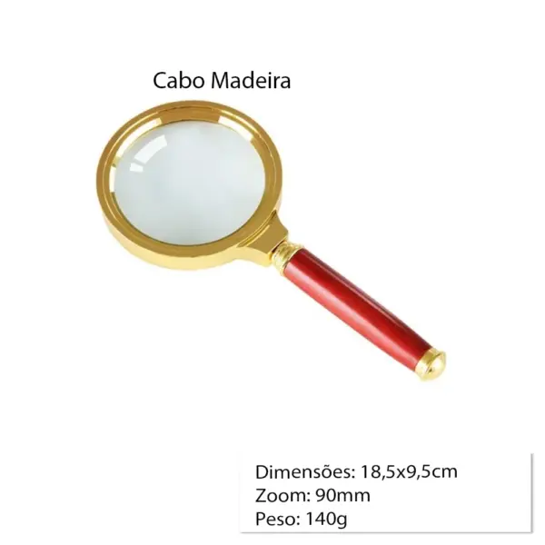 LENTE AUMENTO LUPA DE MAO/LENTE VIDRO CABO MAD