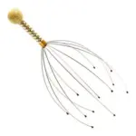 Massageador de cabeça inox com bastão em alumínio