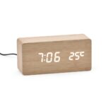 Relógio Despertador de Madeira Com Painel LED - Imagem 2