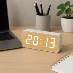 Relógio Despertador Plástico e Bambu Com Painel LED - Imagem 5