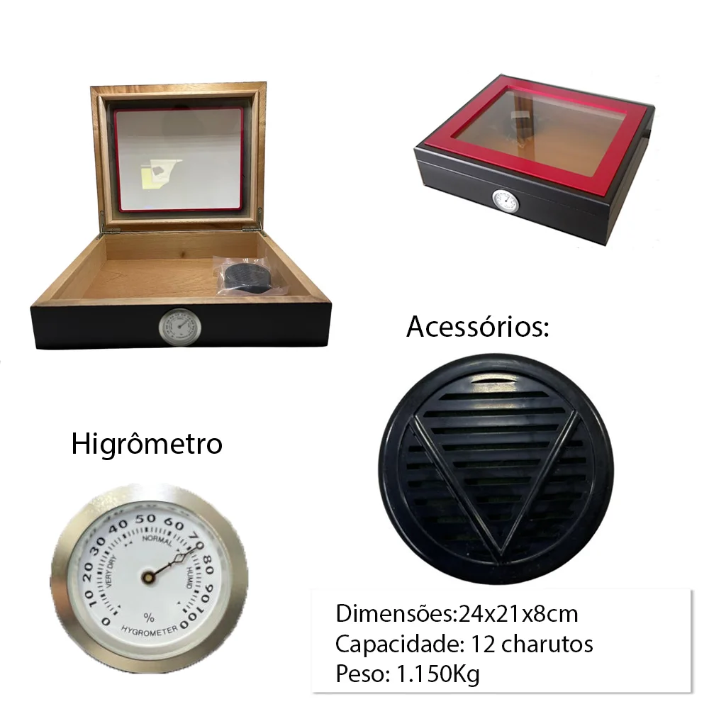 CAIXA MADEIRA PARA 12 CHARUTOS REF:VG125255BKR