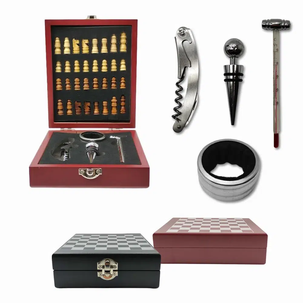 KIT PARA VINHO + JOGO DE XADREZ