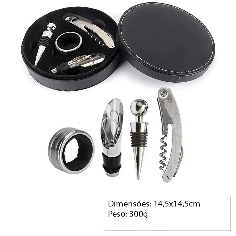 KIT ACESS METAL P/SERVIR VINHO C/SACA-ROLHA
