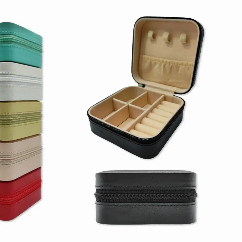 PORTA JÓIAS ESTOJO EM COURO SINTÉTICO