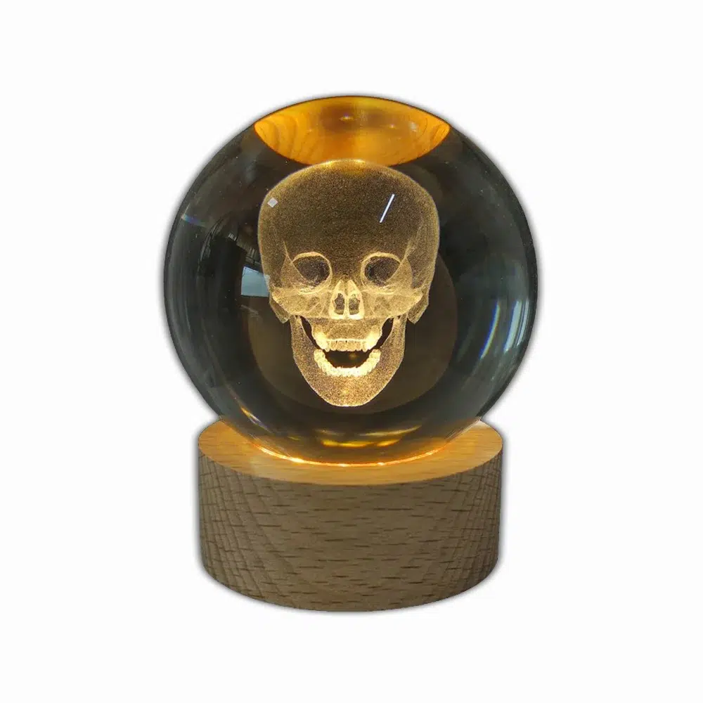 Globo Luminária Modelo Caveira em Vidro