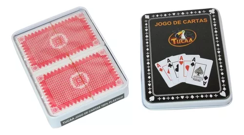 Kit 02 Baralhos Plásticos em Caixa Lata Reforçado
