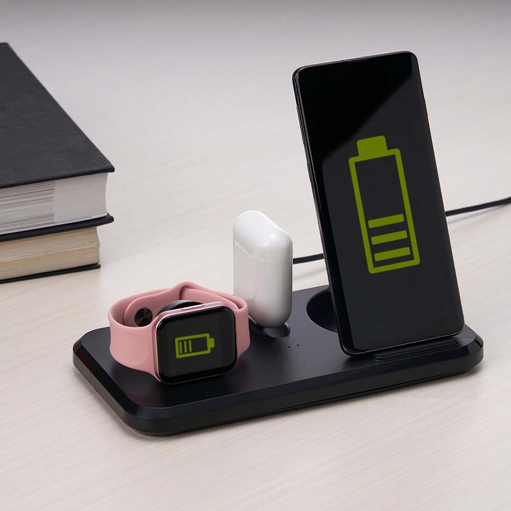 Estação de carregamento 3 em 1 para celular, iwatch e fones de ouvido