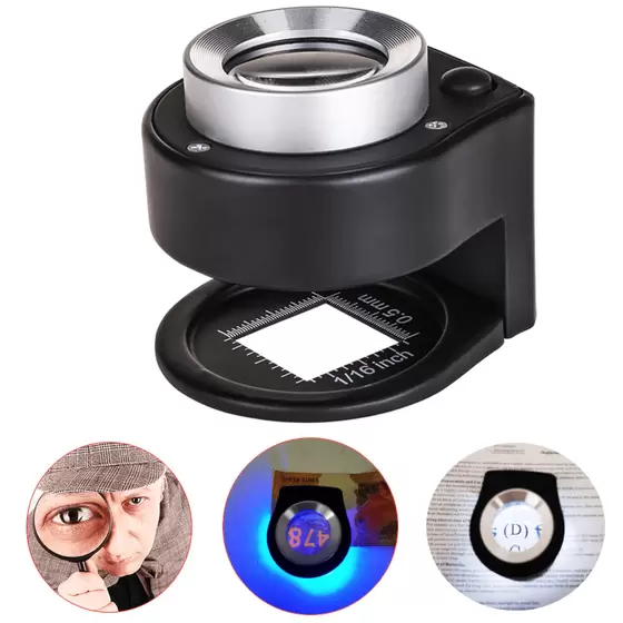 Lupa De Metal 20x 6 Led Lente De Vidro Óptico