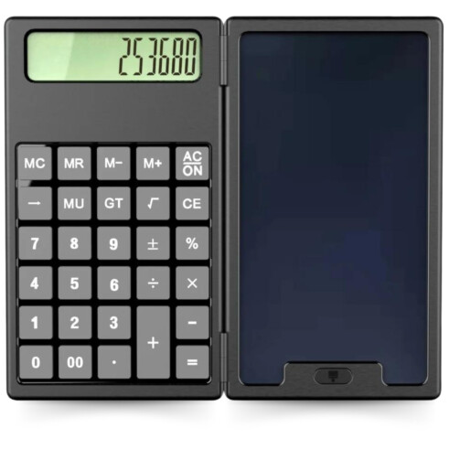 Calculadora Digital Dobrável com Bloco de Notas LCD 12 Dígitos