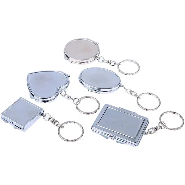 chaveiro mini pingente de espelho de maquiagem, chaveiro dobrável